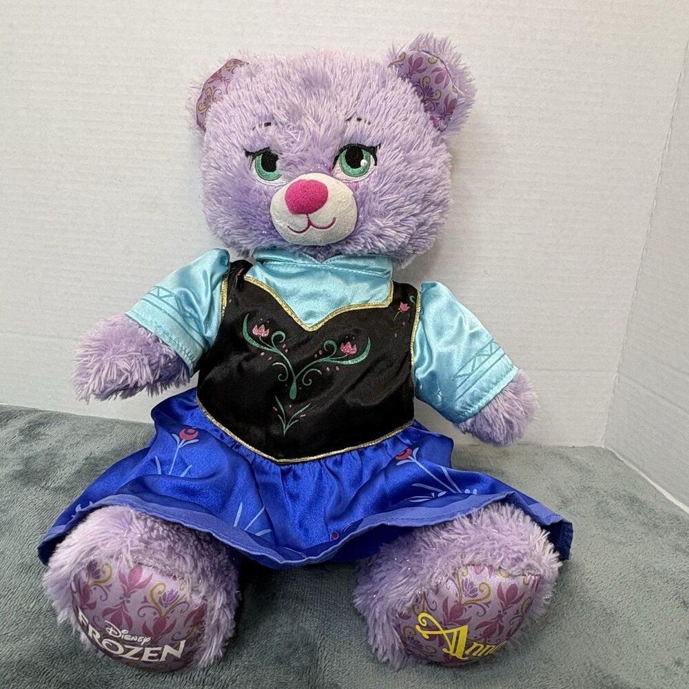 Build A Bear Frozen Anna Purple Sparkle Plush Stuffed Animal & Coranation Dress